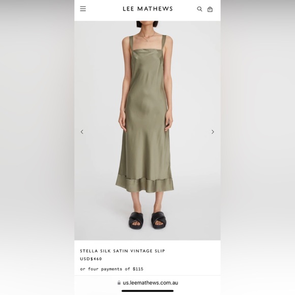 Lee Mathews Dresses & Skirts - Lee Mathews Olive Green Silk Midi Dress